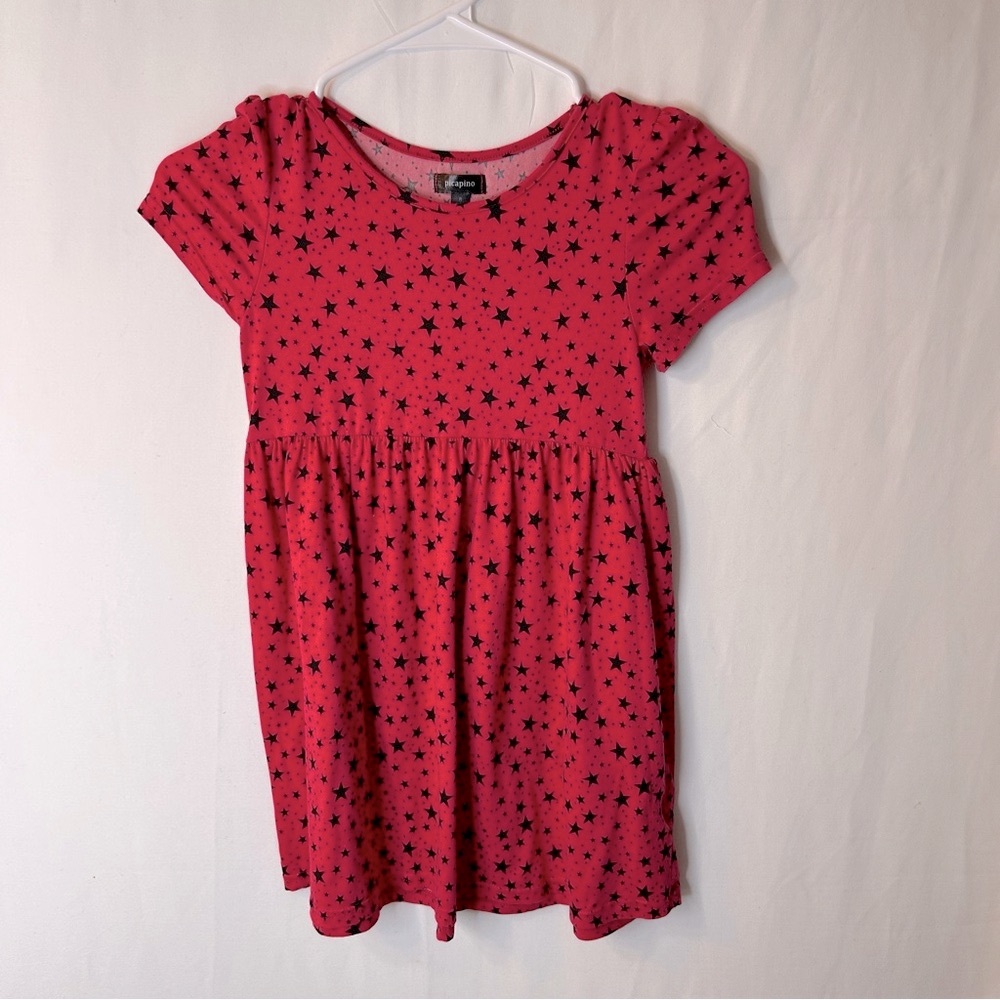 Picapino Girl’s Starry Multicolor Red White Casual Sundress Red Kids Dress 8